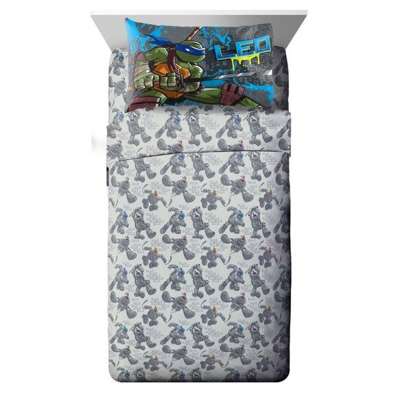 Nickelodeon Teenage Mutant Ninja Turtles Cross Hatching Twin 3 Piece Sheet Set - Picture 1 of 6